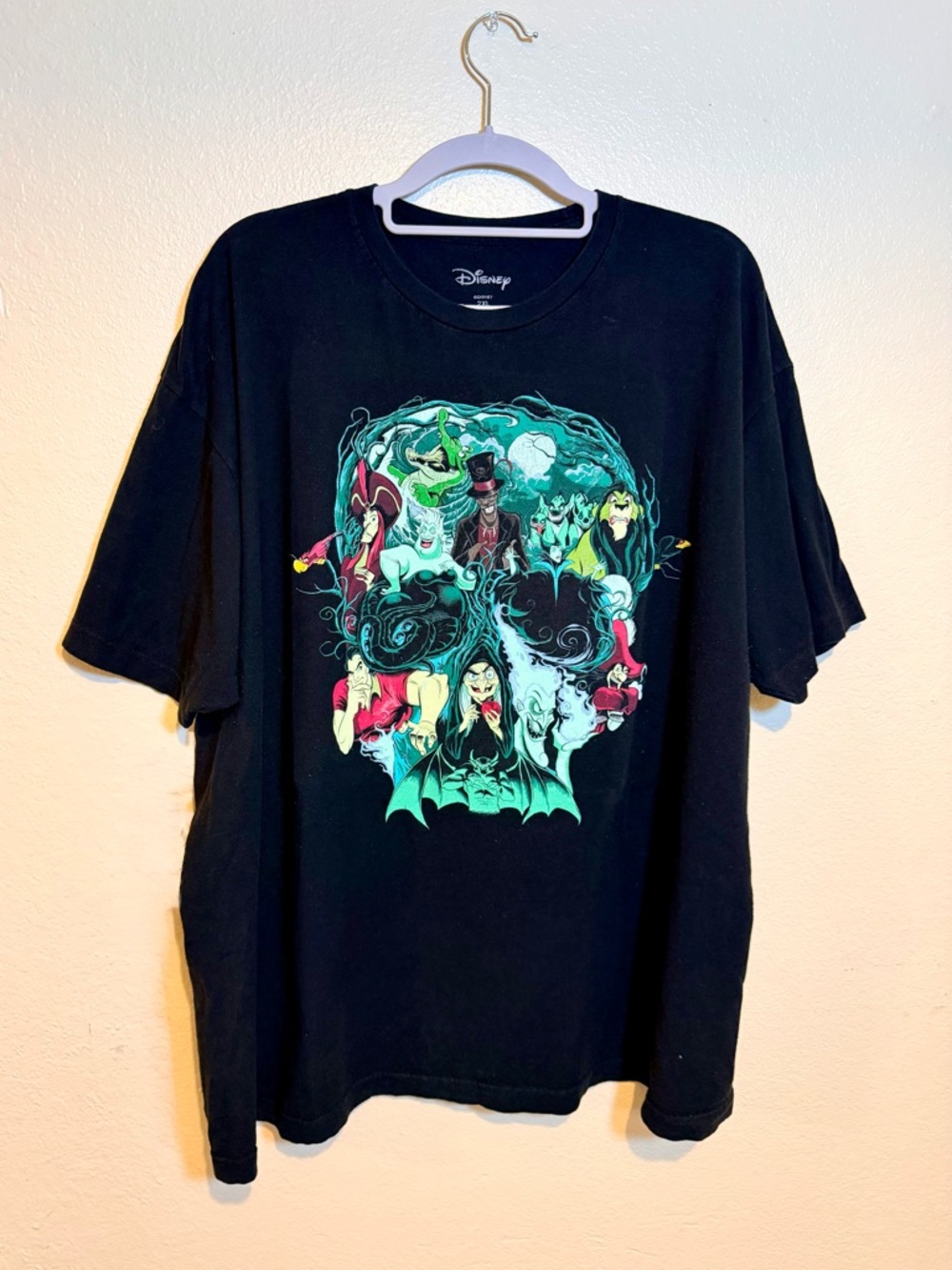 Disney Black Short Sleeve Tee with Multicolor Villains Skull Art